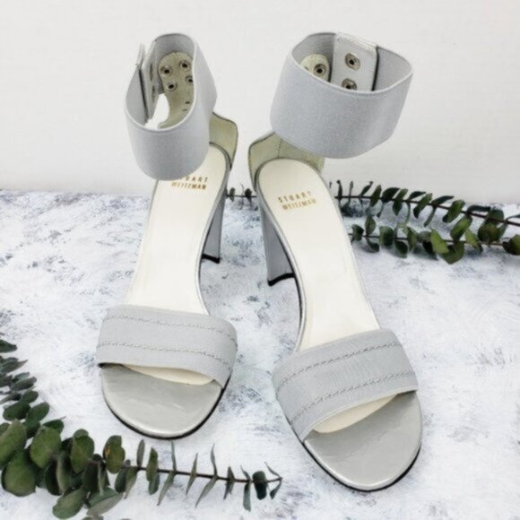 New Stuart Weitzman Chic Metallic Ankle Strap Heels Shoes size 6B - Picture 5 of 10
